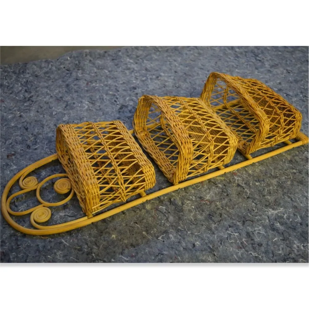 Wicker Wall Hanging Baskets Mail Organizer Boho Natural Cottage Farmhouse Fairy